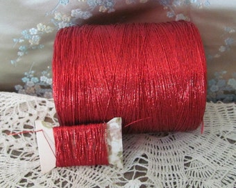 Wrapped Metallic Gimp Thread Embroidery Knitting Crochet Jewelry Red Color // Choose length - Many other types of thread in my shop