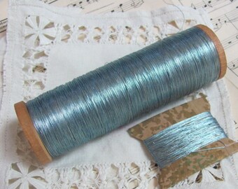 Lot De 5 Bobines Vintage – Fil Bleu Royal – Pêche à La Mouche / Couture