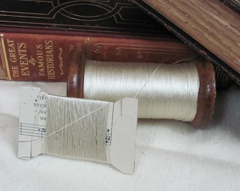 100% Silk Thread // Antique French Embroidery Floss Thread Real French Pure Silk // Off White 20 40 60 yards // Over 70 Colors Available
