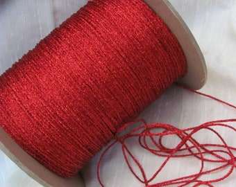 Red Metallic Glitter Braided Soft Yarn Vintage Original - 5 Yards - More available
