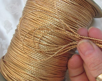 Gold Metallic Braided Woven Cord Christmas Crafts Gift Wrap Vintage // 5 - 10 - 25 Yards - More available