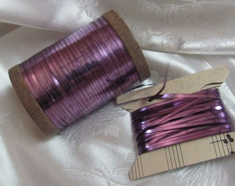 Purple Tinsel French Antique 19th Century - Real Metal Flat Thread Ribbonwork Fly Tying Lure Making - Your choice of length - Other colors