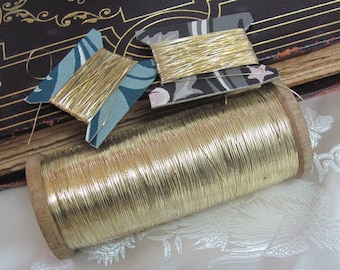 Amazing Flat Gold Real Metal Thread - Antique 19th Century French France - 10 or 25 yards per - more available!!