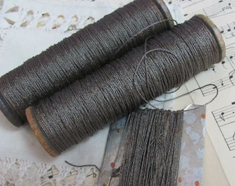 French Dark Gray Woven Twist 4 Ply Real Metal Antique Made in France Thread Soutache for Embroidery - Choose your length