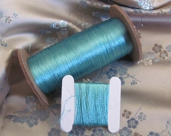 100% Silk Thread // Turquoise Green // Antique Embroidery Floss Thread Real Silk // 20 40 60 yards each - 60+ More Colors Available