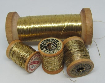 Fine Gold Real Metal Thread - Antique French Early Century - 10 or 25 yards per - Many other types in my shop and more available!!