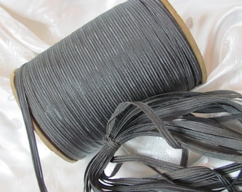 Dark Grey Gray Rayon Woven Twill Cord Trim Ribbon 3/16