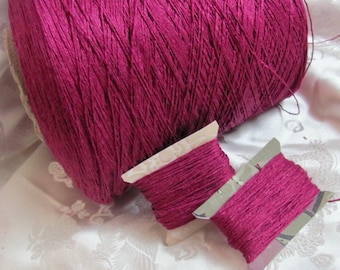 Swiss Linen Thread // Vintage Embroidery Thread 100% Natural Linen Bright Magenta Pink Dyed // 20-50-100 yards - More Available
