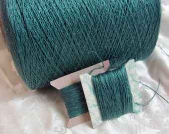 Swiss Linen Thread // Vintage Embroidery Thread 100% Natural Linen Green Dyed // 20-50-100 yards - More Available