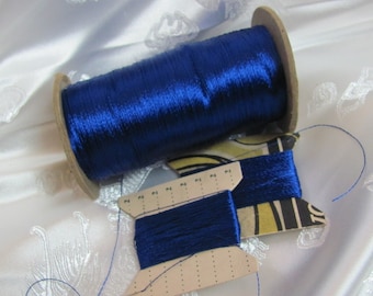 100% Silk Thread // Vintage Thread Real Silk /// Royal Blue 20 40 60 yards // 80+ More Colors Available *free letter rate shipping*