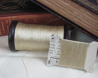 100% Silk Thread // Antique Embroidery Floss Thread Real Pure Silk // Very Pale Yellow 20 40 60 yards each // Over 70 Colors Available
