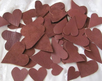 Brown Leather Hand Cut Hearts for Crafts Earrings Jewelry Blanks - 10 - 25 - 50 Assorted Sizes Many more available in my shop