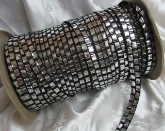 Black Silver Metallic Gimp Trim Fabric Ribbon Strap - 16mm Wide - 3 - 5 Yards per