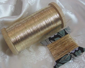 Antique Gold Real Metal Thread France Early Century // 10 - 25 - 50 yards - Many other types of threads to choose from in my shop