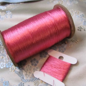 100% Silk Thread // Antique Embroidery Floss Thread Real Silk // Pink 20 40 60 100 yards // 60+ More Colors Available in my shop