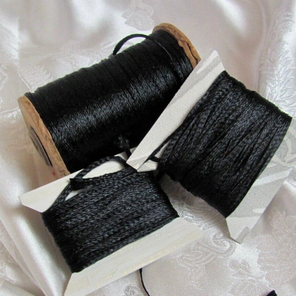 3mm Braided Woven Flat Cord Ribbon Yarn Tape Lacing High Lustre Silk Like // Black // 5-10-25 yards More Colors Available in my shop