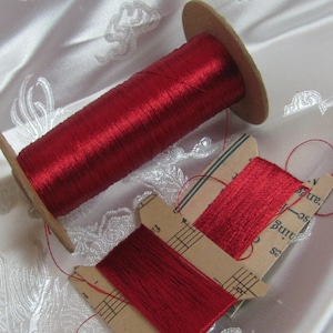 100% Silk Thread // Vintage Embroidery Floss Thread Real Silk /// Red 20 40 60 yards // 80+ More Colors Available in my shop