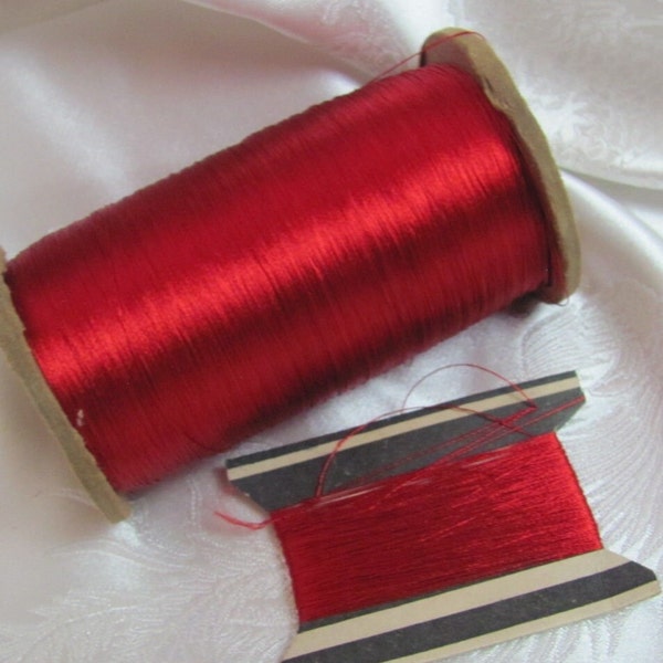 100% Silk Thread // Vintage Embroidery Floss Thread Real Pure Silk /// Red 20 40 60 yards each // 60+ More Colors Available in my shop
