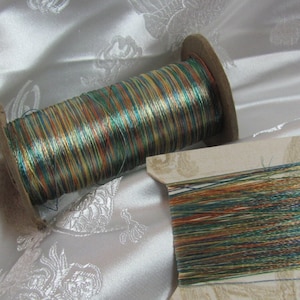 100% Silk Thread // Vintage Embroidery Thread Real Silk Sewing Threads // Yellow Green Varigated 20 40 60 yards // 80+ More Colors Available