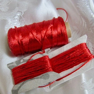 100% Silk // Antique Embroidery Floss Cord Yarn YDC Art Silk High Lustre // Red Pink // 5-10-25 yards More Colors Available in my shop