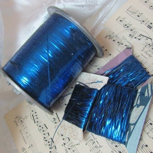 Blue Metallic Embroidery Sewing Fly Tying Thread Tinsel Lurex Mylar // 25 yards or more - Many others and more colors available in my shop!