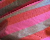 Silk Fabric Red Pink Stripe Silk Dupioni Taffeta Fabric Yardage - 54 quot Wide - By The Yard