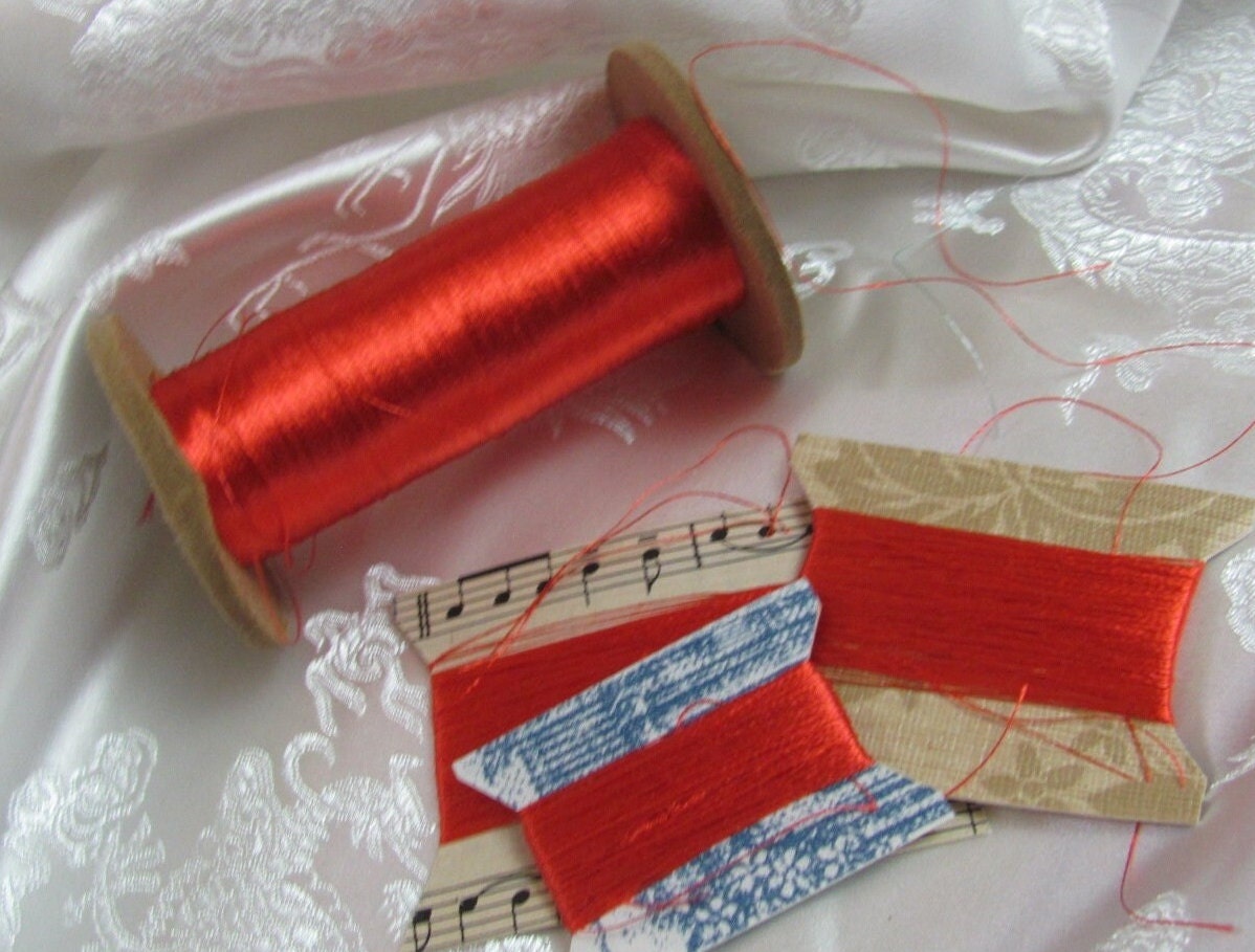 100%シルク糸 // ヴィンテージ刺繍縫い糸本物のシルク /// オレンジ 20