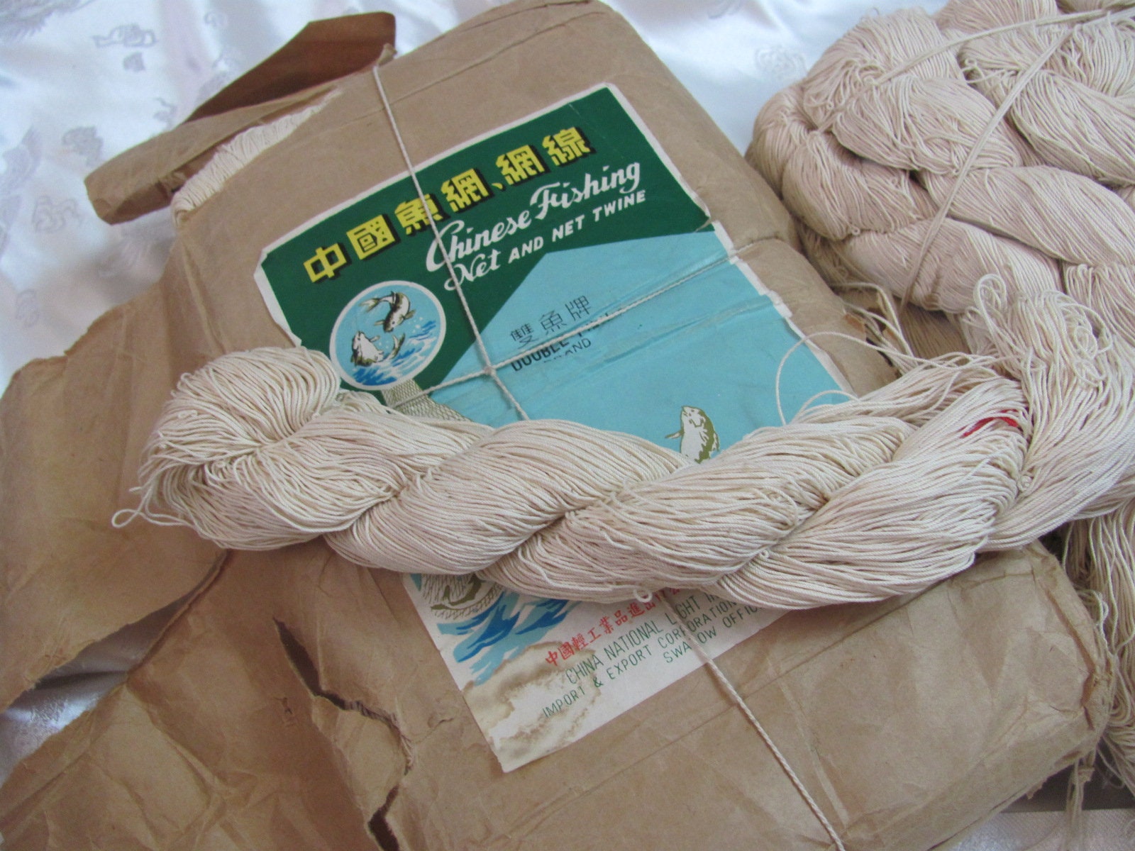 cotton fishing net twine Vintage Chinese Fishing Net Twine Cord String Doily Making Macrame Weaving  Fiber Textile Art - Price is per 2 Ounce Skein