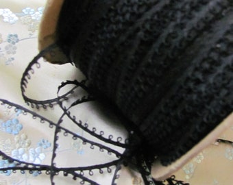 5 mm Vintage schwarz gewebter Seilschlaufen-Näh-Spitzenbesatz – 5 Yards – mehr verfügbar (#35R)