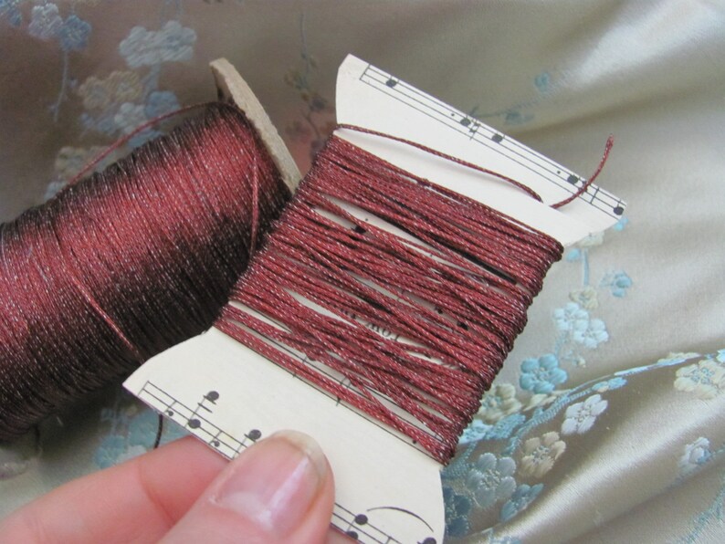 Burgundy Woven Braided Real Metal Antique Thread Floss Cord Soutache ...