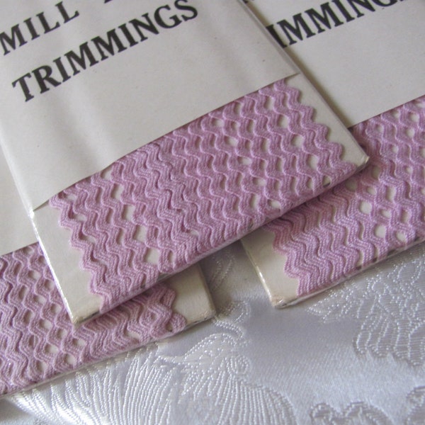 3 Packages Mill End Trimmings Lavender Rick Rack Ric Rac Zigzag Trim 2mm Tiny Small Scale