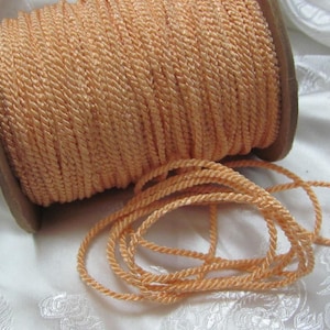 Cord Vintage Pale Orange Satin Twisted Rope Cord Sewing Trim  - 5 or 10 Yards - More available and other colors in my shop