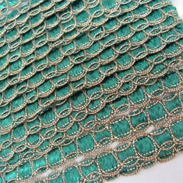 Galon tressé tissé par guirlande métallique or vert vintage // 15 mm - 5 yards au total // Beaucoup d'autres à choisir dans ma boutique !!