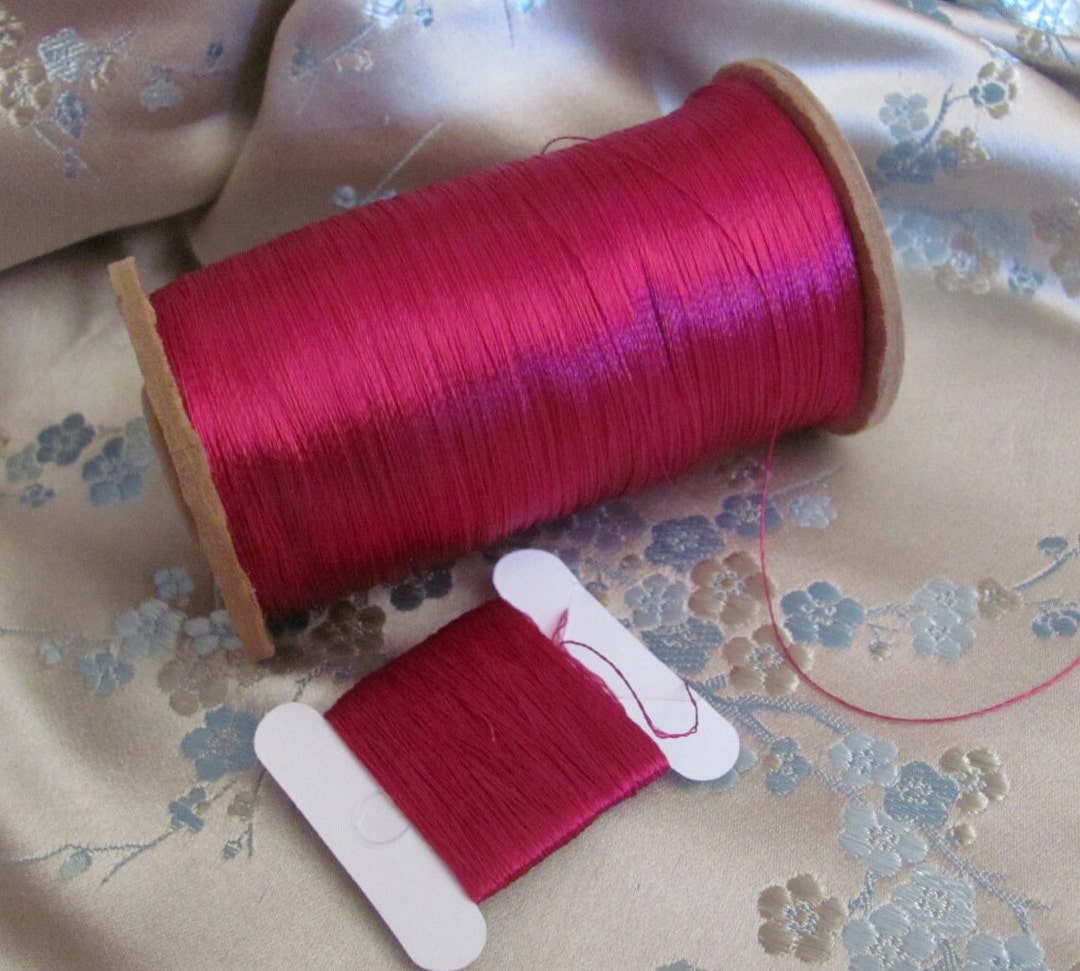 Delicate Silk Thread Silk Thread // Antique Embroidery Floss Thread Real Silk /// Dark Pink ...