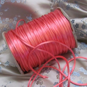 Vintage Pink Coral Satin Rat Tail Cord Sewing Trim 3mm 1/8&quot; Inch Extra Fancy - 10 Yards - More available and many more colors!!