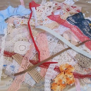 Verschiedene Spitzendeckchen Bänder Textil - 38 Verschiedene - Antikes Vintage Handwerk Scraps Bündel Gemischte Journal Verzierungen Langsame Stich Schnipsel