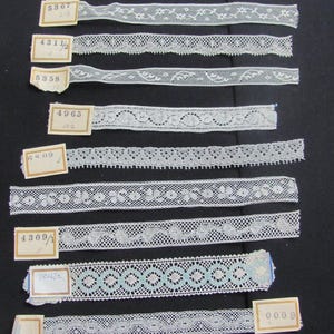 Salesman Samples Antique Vintage Lace Lot of 10 Pieces // Early Century French France Delicate Small Scale Sewing Trims Laces