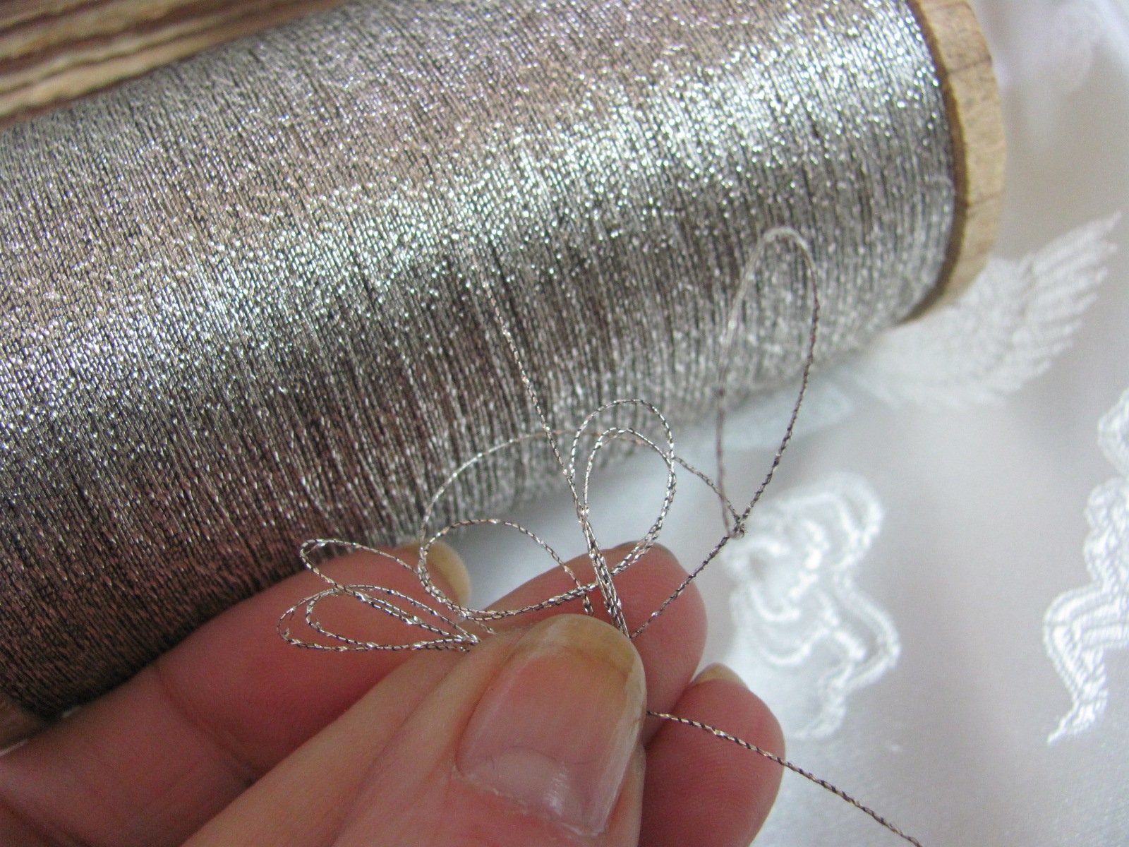 Magic Silver Thread Silver Sparkly Real Metal Thread - Antique French France Early Century ...
