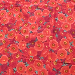 Poppy Grove Timeless Treasures // Red Poppies 3889 // 100% Cotton Quilting Fabric // BTY Price per yard