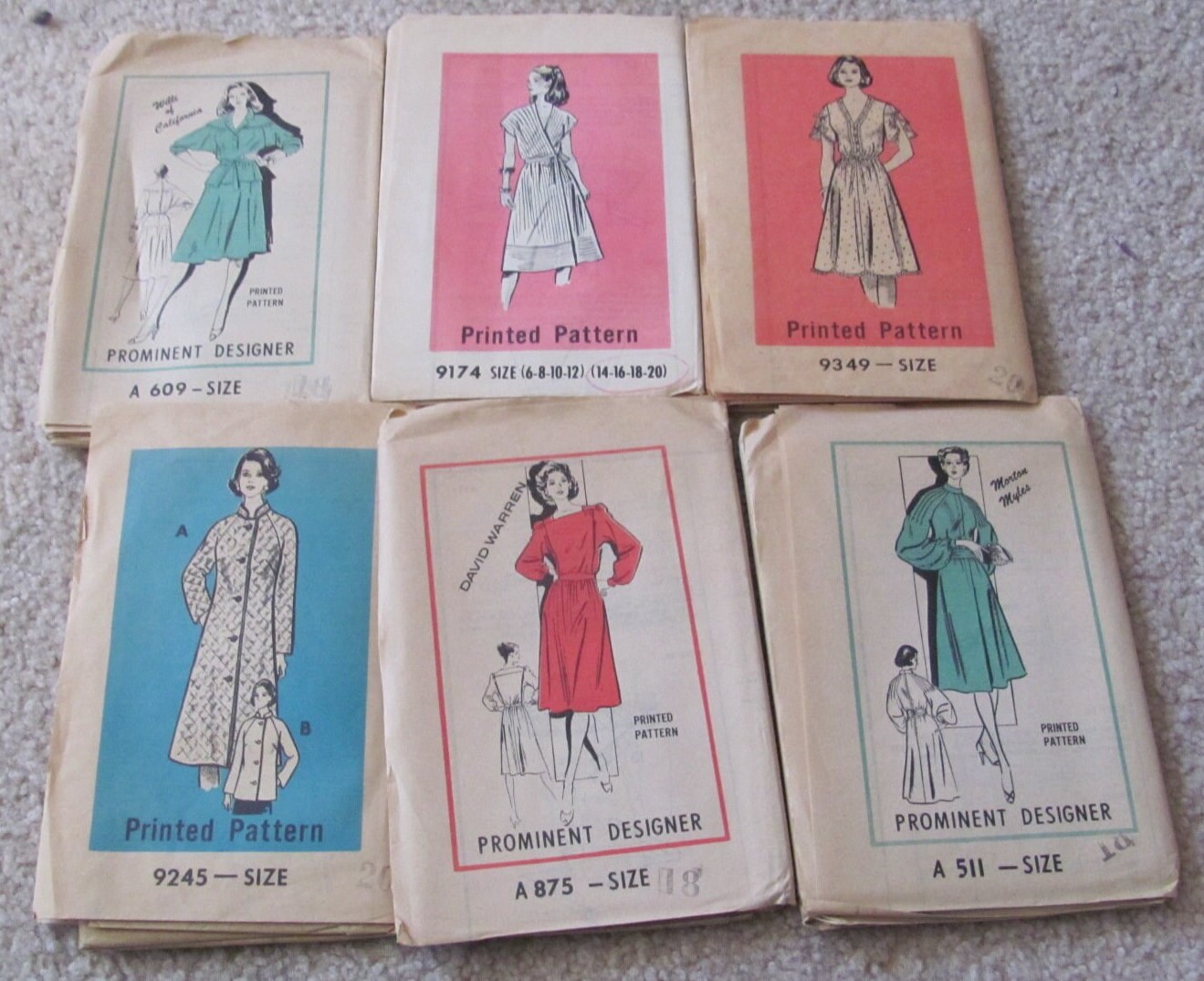 50s-60s USA製 WlLSON damaged cut and sewn Size 18 & 20 // Lot of 6 Vintage Retro Sewing Patterns