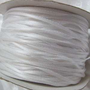 White Rayon Satin Ribbon 3mm Wide Small Scale Tiny Ribbons // 10 Yards or more // Other colors available // Vintage Sewing Supplies