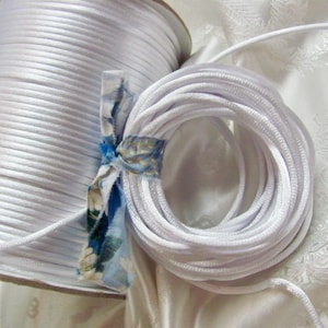 3mm White Ivory Satin Rat Tail Cord Sewing Trim  - 10 - 25  Yards or more // many other colors to choose from
