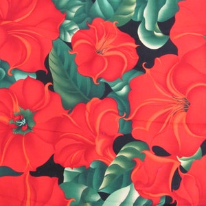 Georgia // Black Red Floral Flowers Botanical 100% Cotton Fabric // Alexander Henry 2003 // Price for TWO yards total