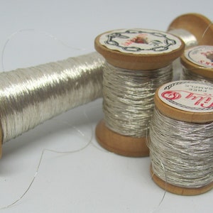 Metal Thread Antique French Early Century Silver 1 Thin Ply Real Metal Thread - 10 -25 - 50 Yard Length Each - more available