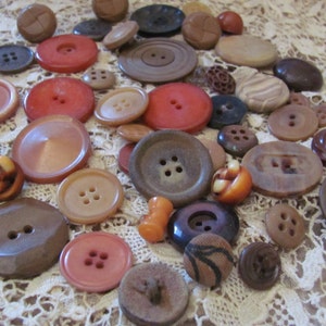 Buttons Lot of 46 Assorted Antique Vintage Bakelite Vegetable Plastic Buttons image 1
