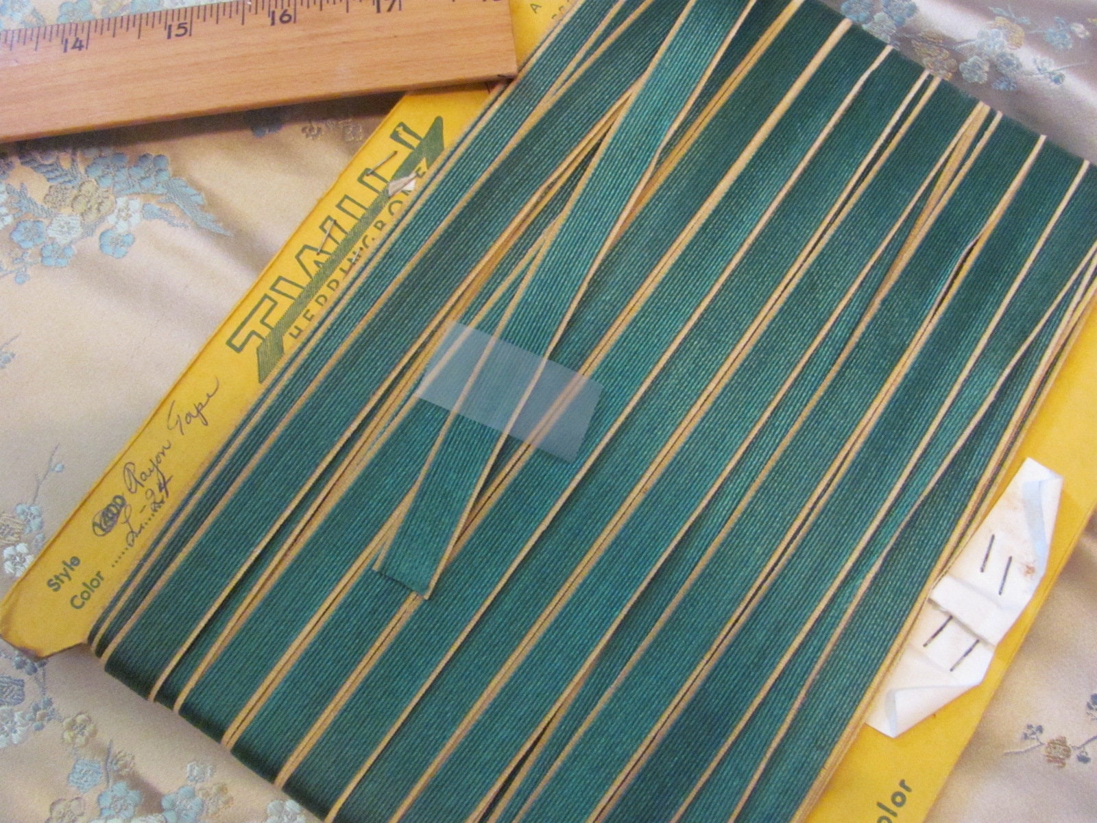 Vintage Green Canvas Backed Trim Edging Binding Ribbon Tape Etsy