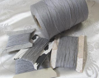 Irish Linen Thread // Vintage Embroidery Thread 100% Natural Linen Grey Gray Dyed // 10-25 yards - More Available