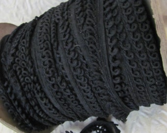 1/2" Black Loop Braided 1/4" Lip Cord Pillow Bias Edge Sewing Trim - 5 Yards - More available