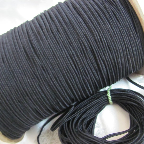 3mm Vintage Black Woven Braided Rope Cord Soutache Sewing Trim  - 5 10 yards or more // many other types of cords in stock