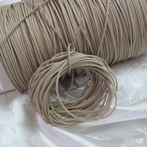 Beige Cotton Waxed Braided Woven Round Cord String Vintage // 5 - 10 - 25 Yards - More and other colors available